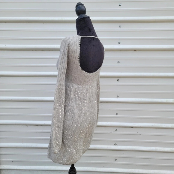 Marciano Cashmere Wool Rabit Sequin Gray Bubble Long Sleeve Sweater Dress XS - Picture 4 of 13